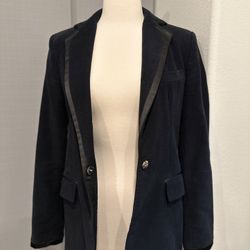 Zara Black Satin-Trim Blazer