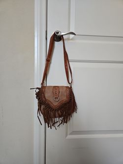 Brown Leather Fringe Crossbody Bag