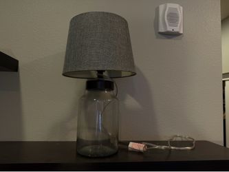 Glass Table Lamp with Gray Shade