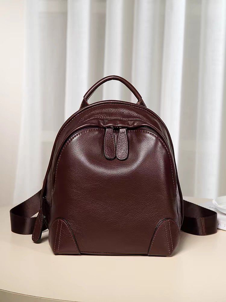 BROWN LEATHER BOOK BAG SMALL BACKPACK PURSE

