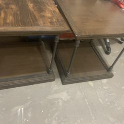 Wood And Metal End Tables