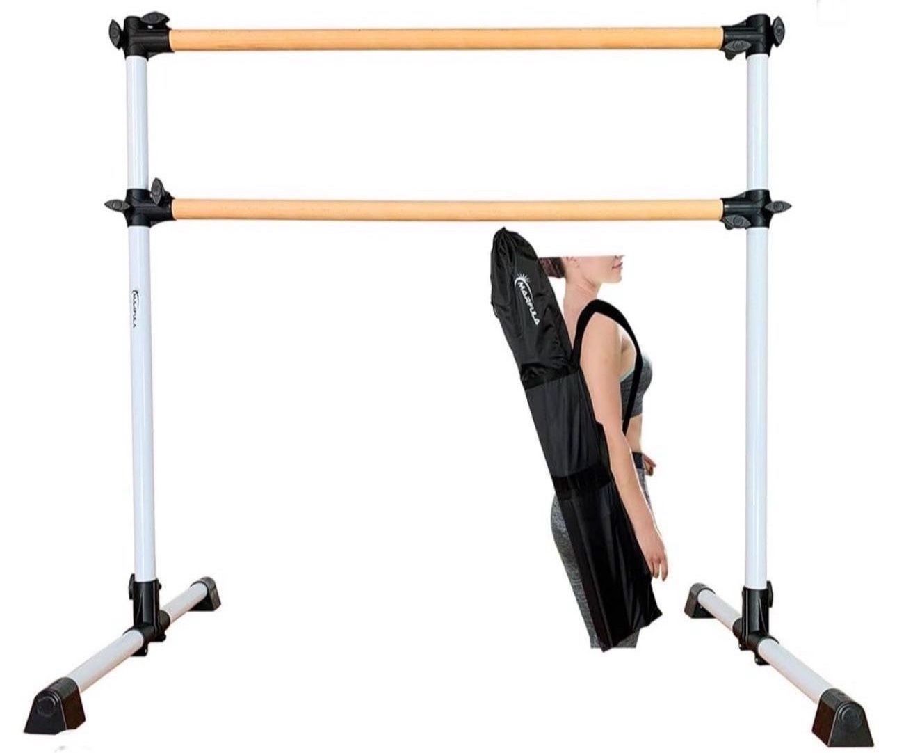 4 Ft Portable Wood Ballet Barre Ballet Bar Dance Barre Freestanding with Carry Bag