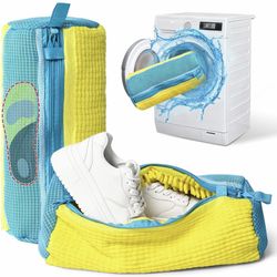 Anybar Shoe Washing Machine Bag Sneaker Laundry Bags Cleaning Shoes- for Washer and Dryer Microfiber Sneakers Shoe Wash Bag with Self Locking Zipper 2