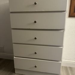 Tall White Dresser with Silver Knobs