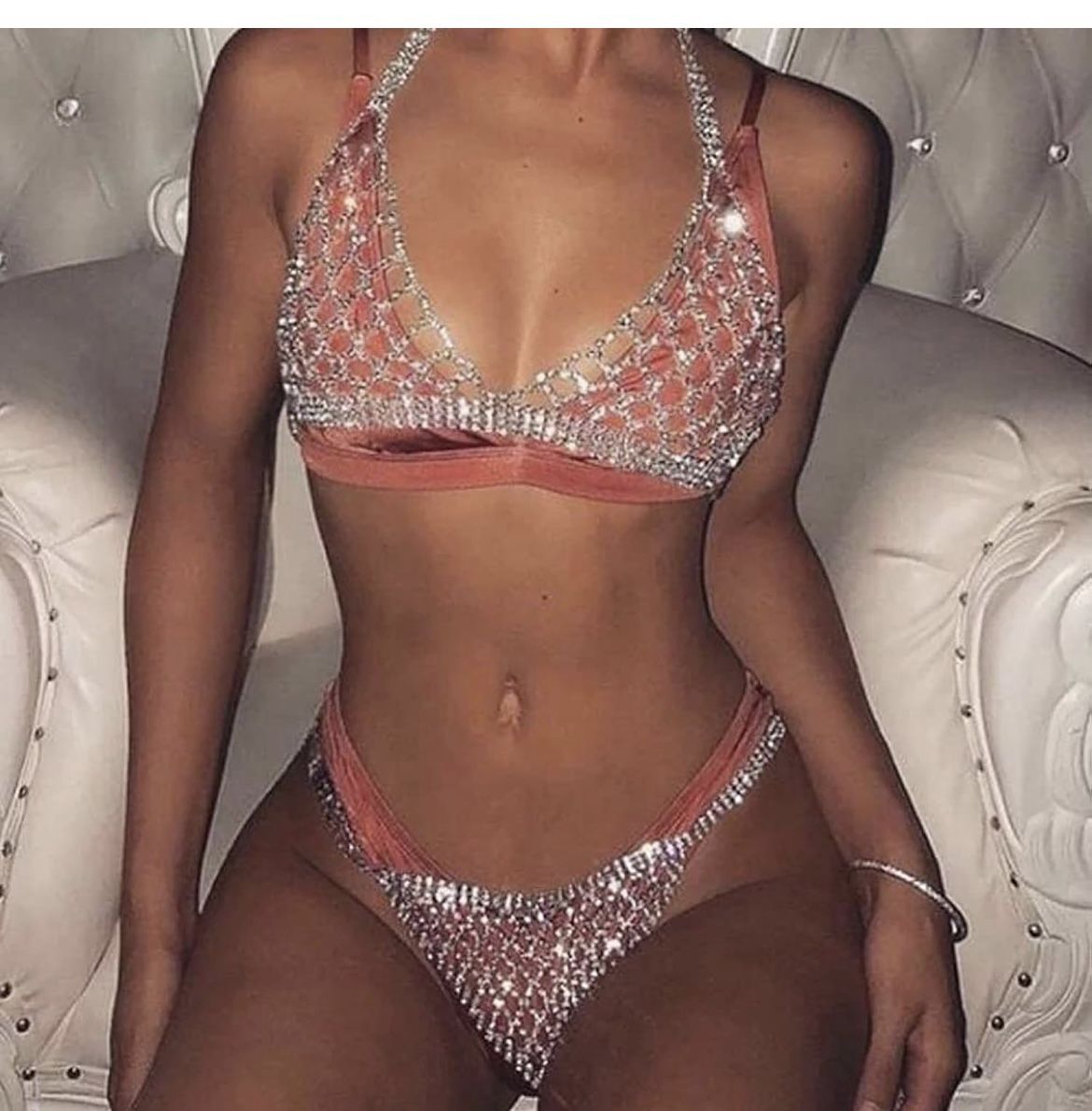 vild Bling Sexy Bra Chain Silver Bikini 