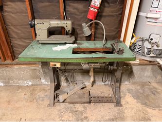 2 Brother Industrial Sewing Machines w/ Tables - MA4-B551 & DB2-B714-3