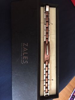 Two-toned brown stainless steel men's bracelet