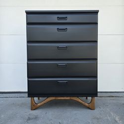MCM Mid Century Modern Tall 5 Drawer Dresser Freshly Refinished 