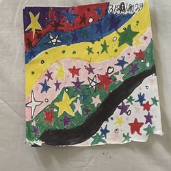 Multicolored Wavy Sky Star Art Drawing
