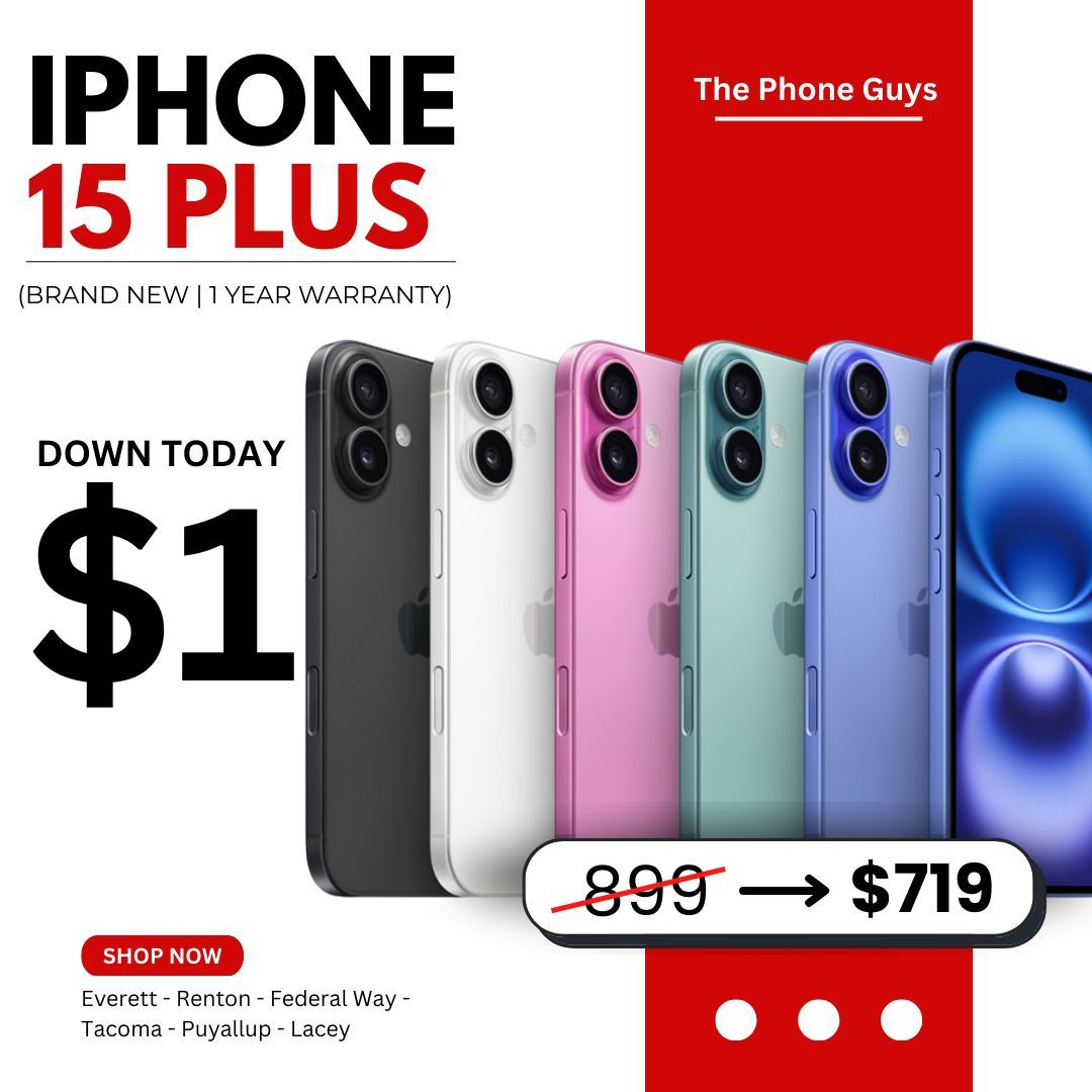 📱 iPhone 15 Plus 6.7” (Unlocked Brand New) – $719 or $1 Down! Save $150 + 1 Year Warranty 🔥