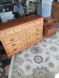 All wood dresser with nightstand