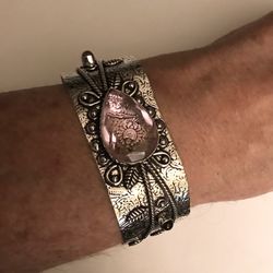 Kunzite 925 Sterling Silver Cuff Bracelet