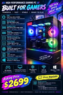 High-End Gaming / Workstation PC: Intel Ultra 9 285K | RTX 5080 | 32GB D5 6400MHz | Z890 | 1200W PSU (Los Angeles Area)