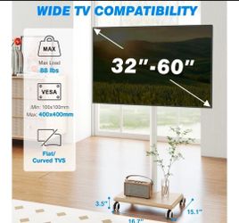 Rolling TV Floor Stand with Shelf