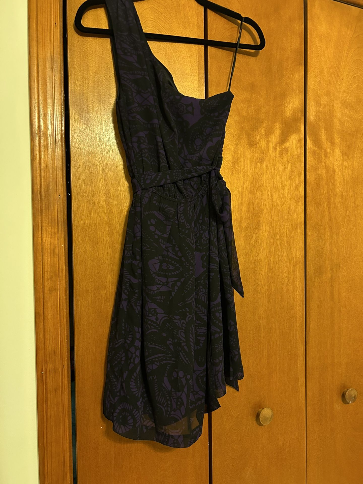Women’s Size Small One Shoulder Black And Purple Dress From Express