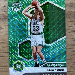 2020-21 Mosaic LARRY BIRD All Time Greats #295 Green Mosaic Prizm Celtics