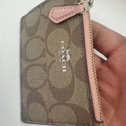 Coach Mini Skinny ID Case Signature Canvas Wallet