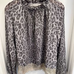 Gray Leopard Blouse