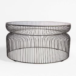 Crate and Barrel Spoke Black Graphite Metal Coffee Table