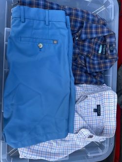 Peter Millar Luxury Bundle – Crown Shorts Size 32 + 2 Large Button-Up Shirts