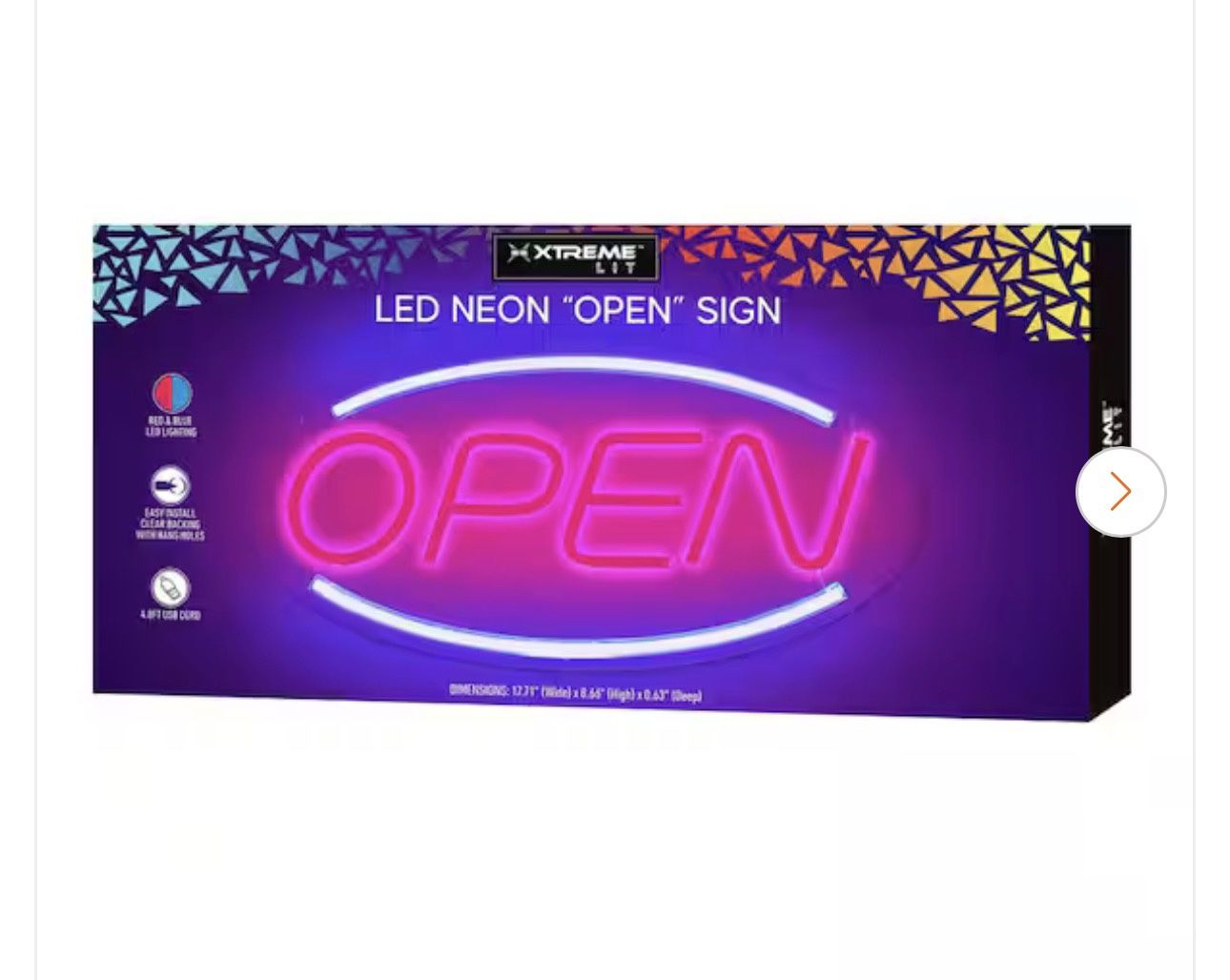 8.66 in. x 17.7 in. Large Neon Open Signs for Business Windows, Multicolored