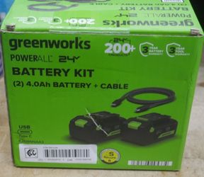 Greenworks PowerAll 24V Li-Ion Battery Kit (2) 4Ah Batteries + USB-C Cable NEW . F(contact info removed)5.