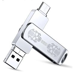 iPhone Flash Drive with128GB, Backup Photos Files in Among iPad Tablet Android Cell Phones PC MacBook, FYRIS Thumb Drive 3in1 with USB, USB-C & Lightn