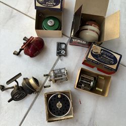 Fishing Reels (7) & Vintage Fishing Scale