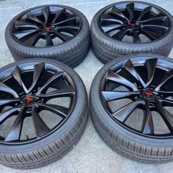 20” Tesla Model 3 Sport Stilleto Satin Black Wheels Rims Performance Factory Stock OEM 2017-2023