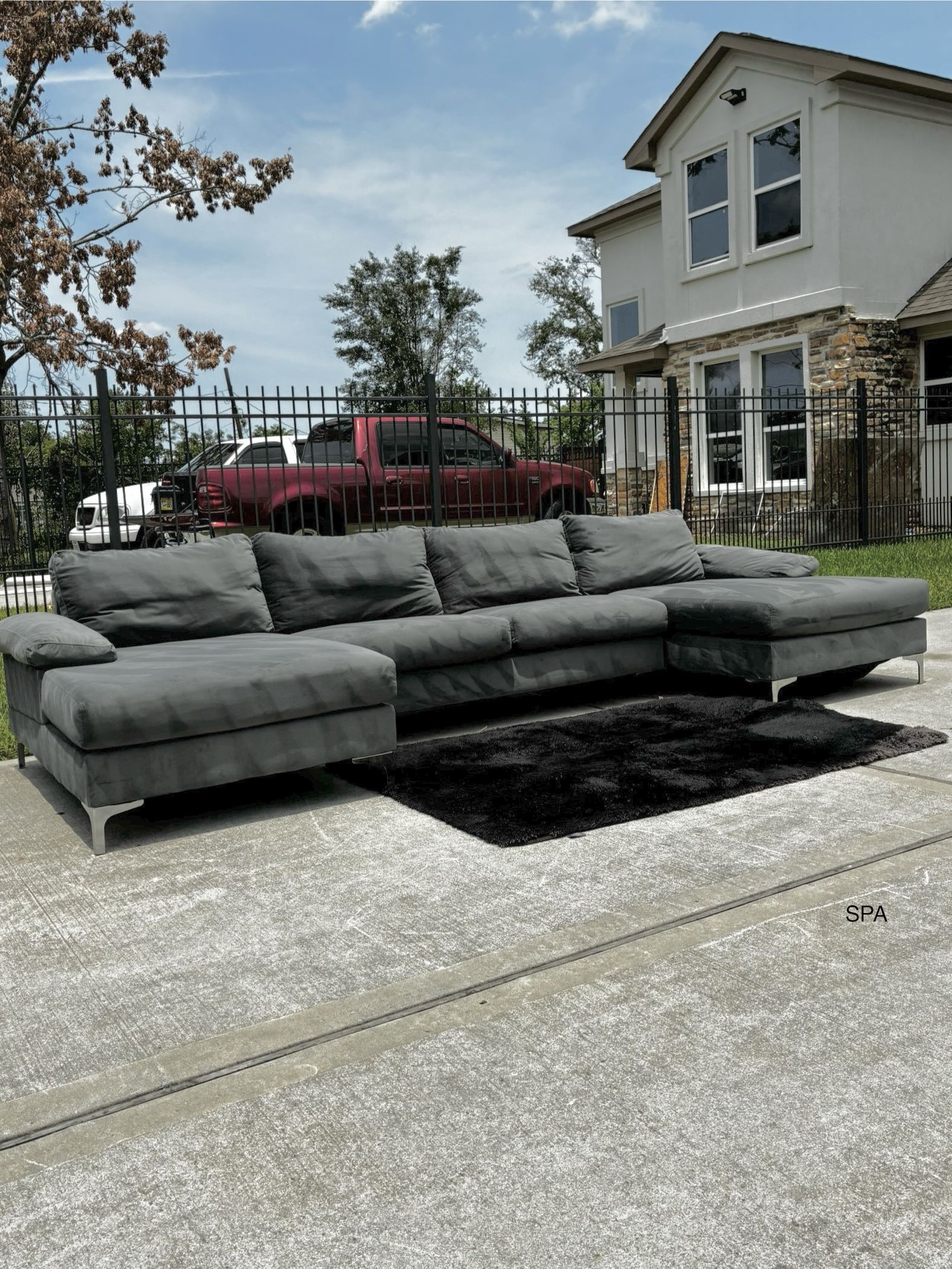 Gray Double Chaise Sectional Couch Sala Free Delivery