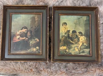 2 antique pictures wall decor