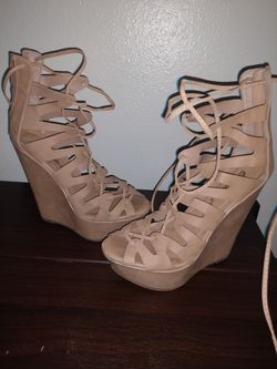 Strappy lace up wedges