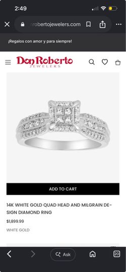 14K White Gold Diamond Quad Head Ring