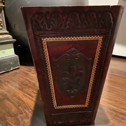 Leather Embossed Italian Wastebasket