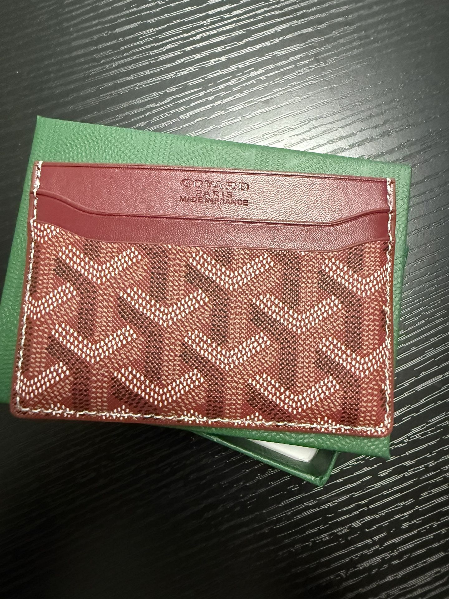Red Goyard Men's Authentic Luxury Leather Card Holder Wallet