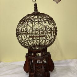 Vintage Victorian Style Wood and Iron "Balloon" Birdcage