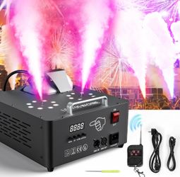 2000W Double Spray Fog Machine RGB 16 LED Light DMX Smoke Maker