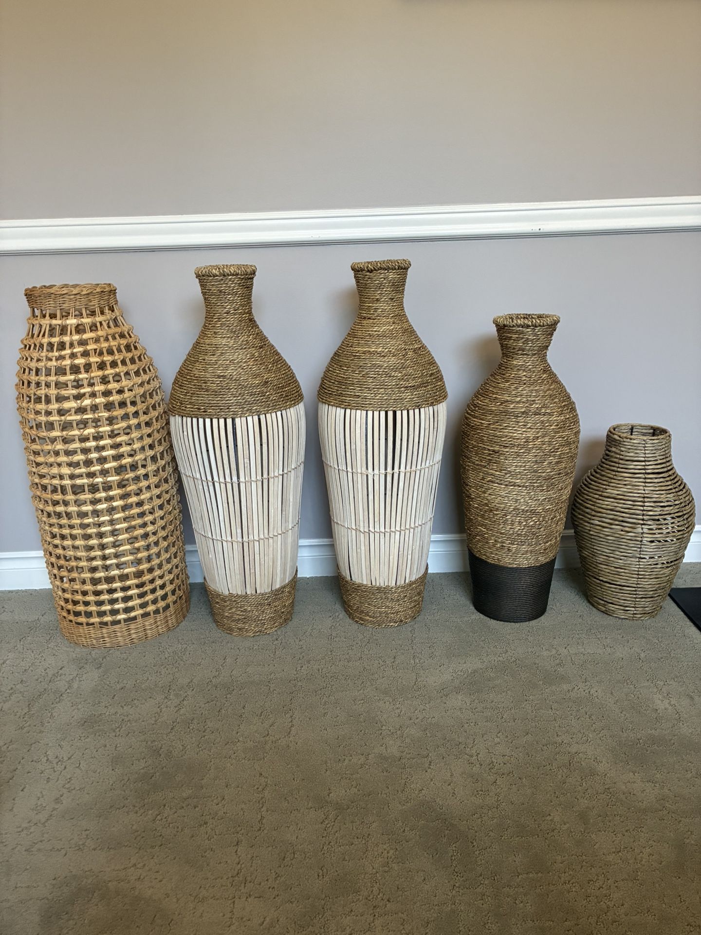 Boho/tropical Rattan Vases