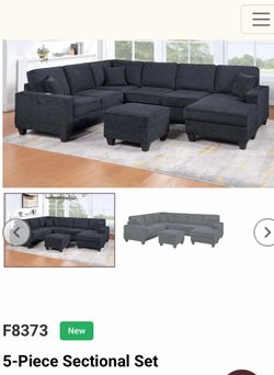 Nice Quality, Brand New,  Black Sectional Set. (3-pc $750), (4-pc $775), (5-pc $820).