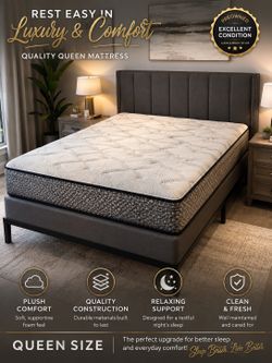 🛏️ Queen Mattress & Box Spring Set – Clean, Comfortable & Ready for Your Home! 🛏️