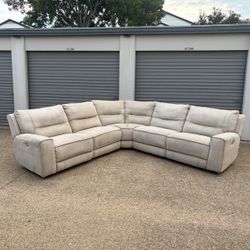 Beige Curved Reclining Sectional - FREE DELIVERY!