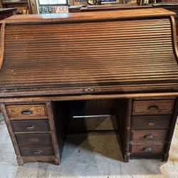 Antique oak roll top desk