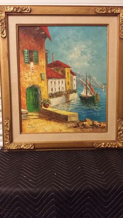 Oil Painting, Harbor scene