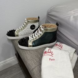 Christian Louboutin Spike Accents Leather Sneakers size 41 1/2