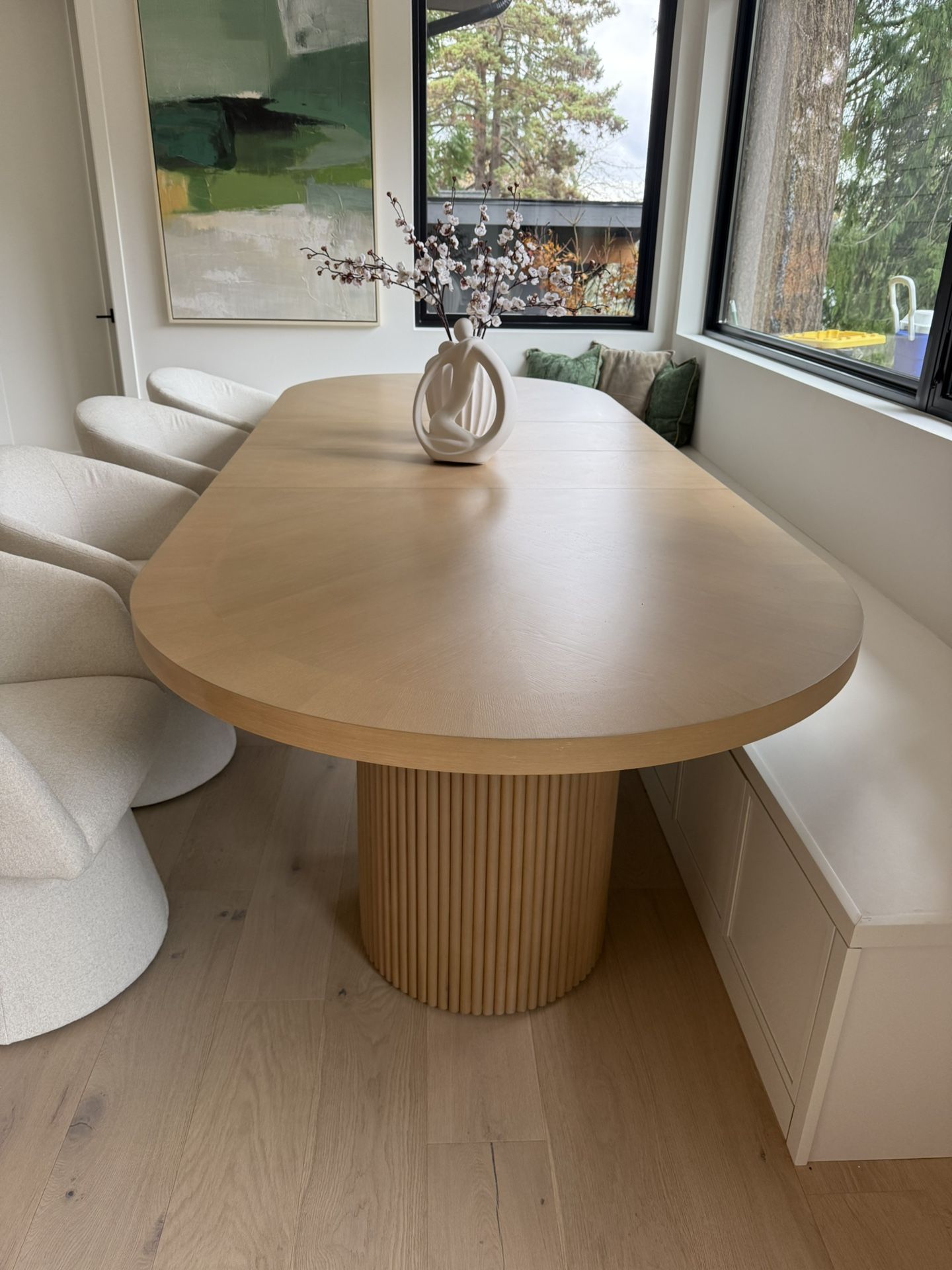 Oak Oval Dining Table With Two 12” Leafs - NEW