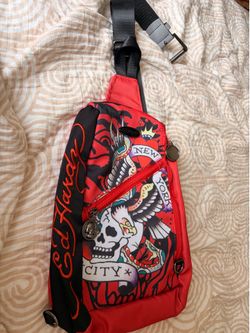 Ed Hardy sling bag red new york city tattoo graphic Y2K crossbody