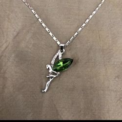 White gold plated stamped fairy pendant necklace