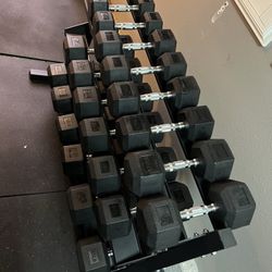 WEIGHTS/ DUMBBELLS/ BRAND NEW/ RUBBER HEX DUMBBELLS 
