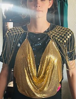 Gold Metal Mesh Body Armor Shoulder Piece