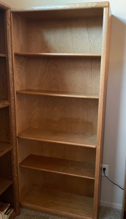 Five tier book shelf light oak color